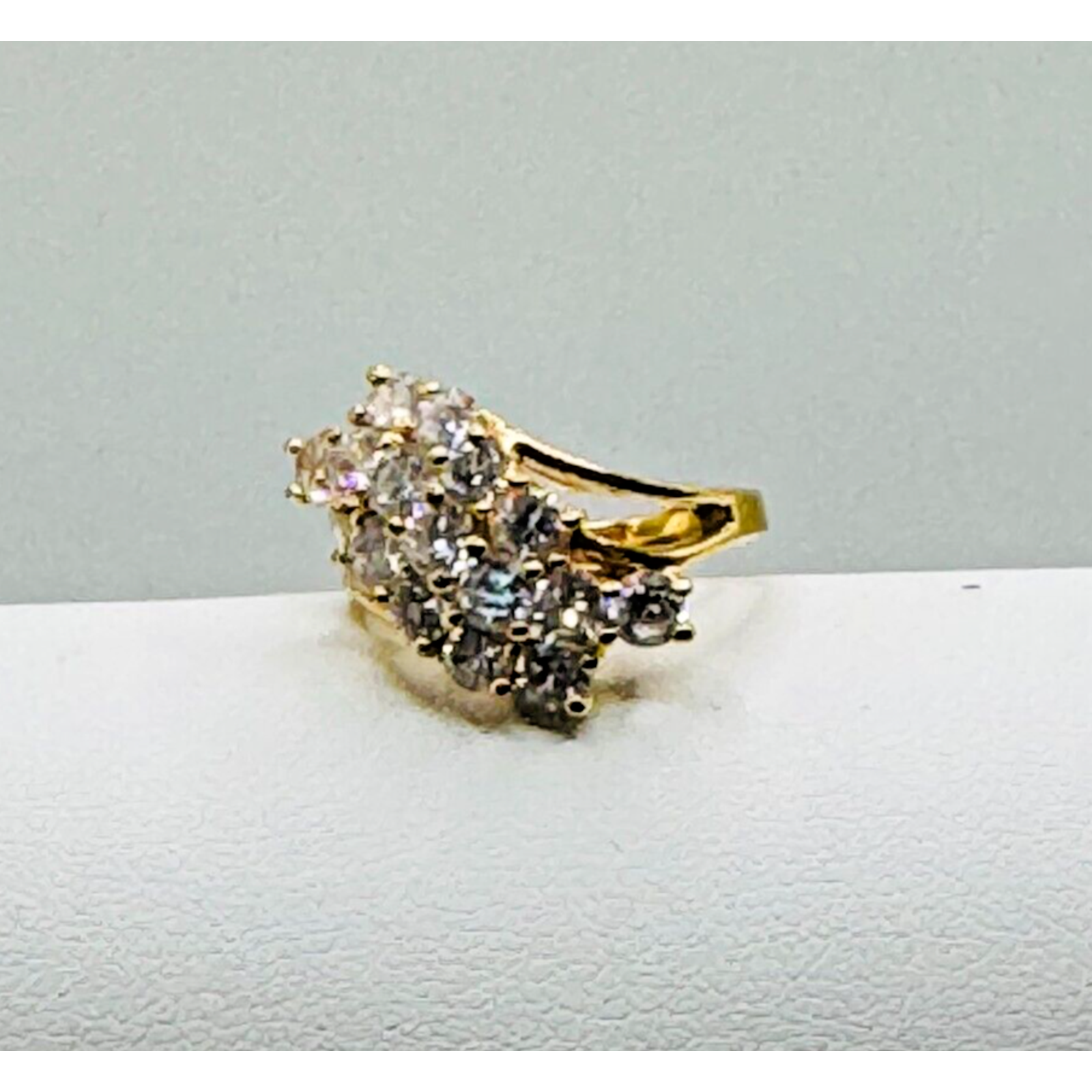 Edco Gold Tone Diamond Cz Ring Size 4 3/4